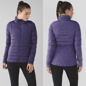 Lululemon Fluffed Up Jacket Purple Nightfall Puffer Goose Down Quilted Winter